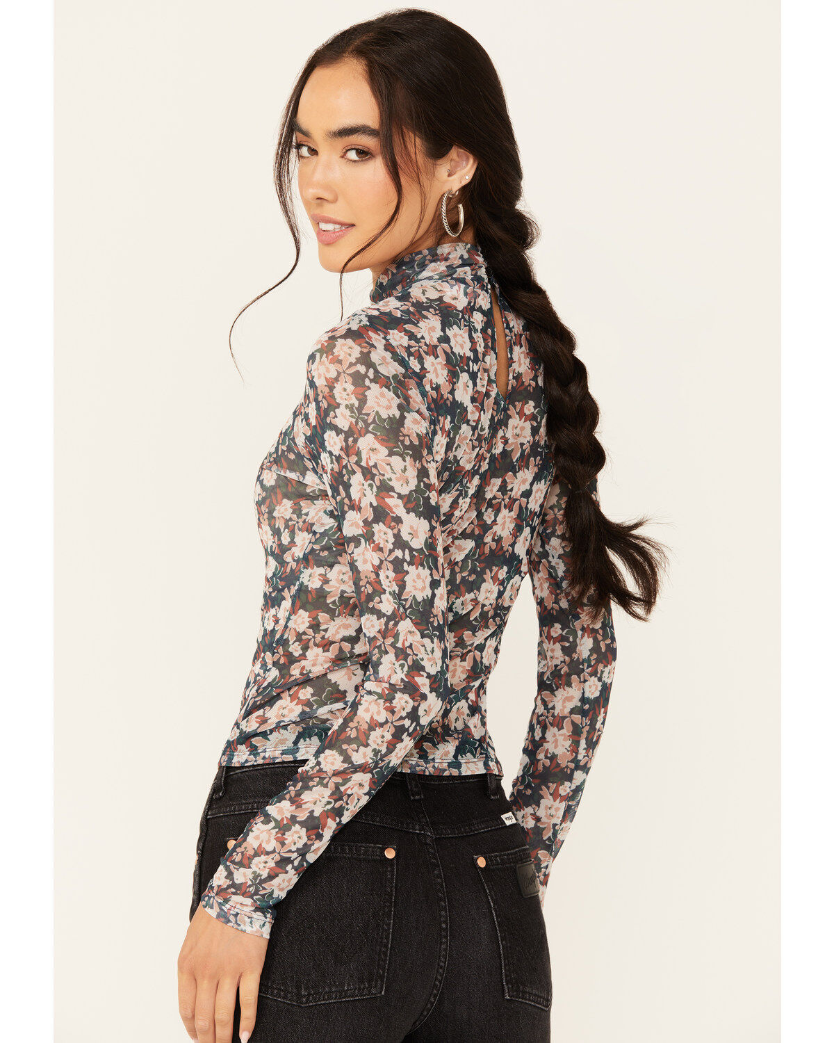 Image #4 - Sadie & Sage Women's Dreamchaser Mock Neck Long Sleeve Top, Navy, hi-res