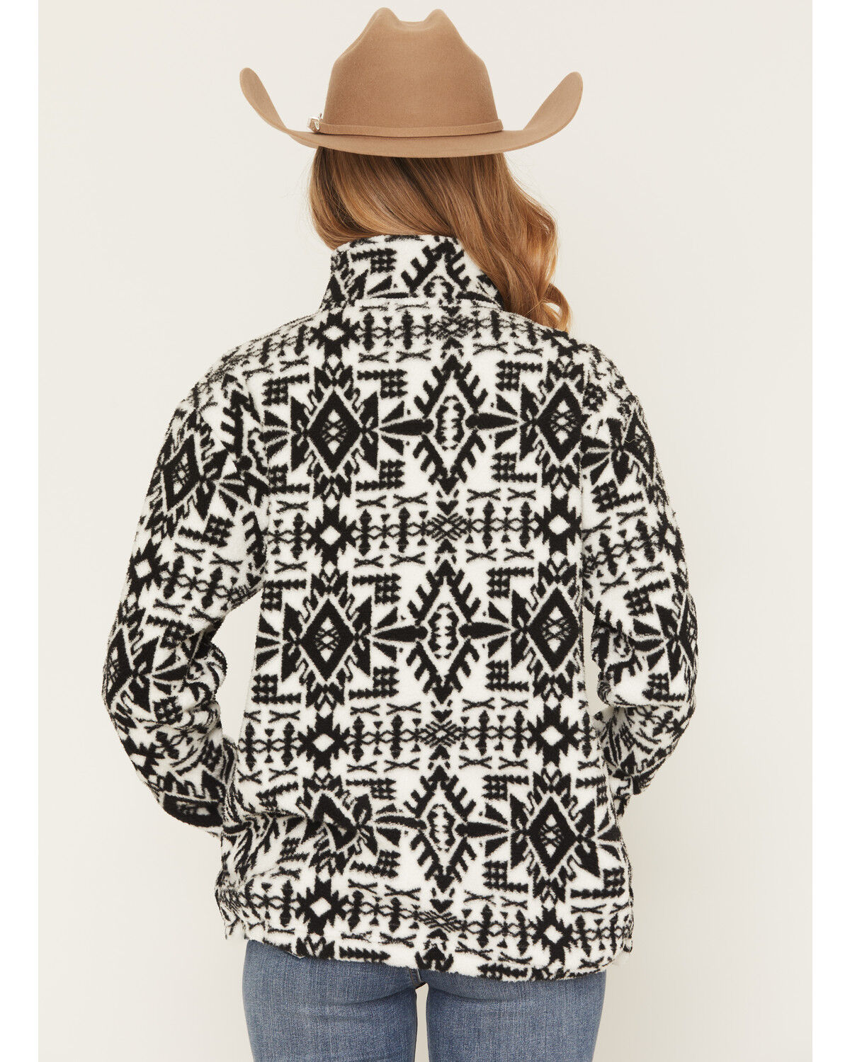 Image #4 - Hooey Women's Southwestern Print 1/4 Zip Fleece Jacket, White, hi-res