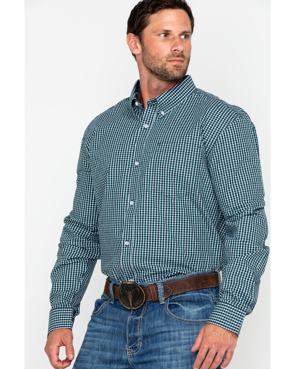 Image #1 - Cody James Core Men's Small Checkered Plaid Long Sleeve Western Shirt, , hi-res