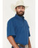 Image #2 - Wrangler Men's Solid Short Sleeve Snap Performance Western Shirt, Blue, hi-res