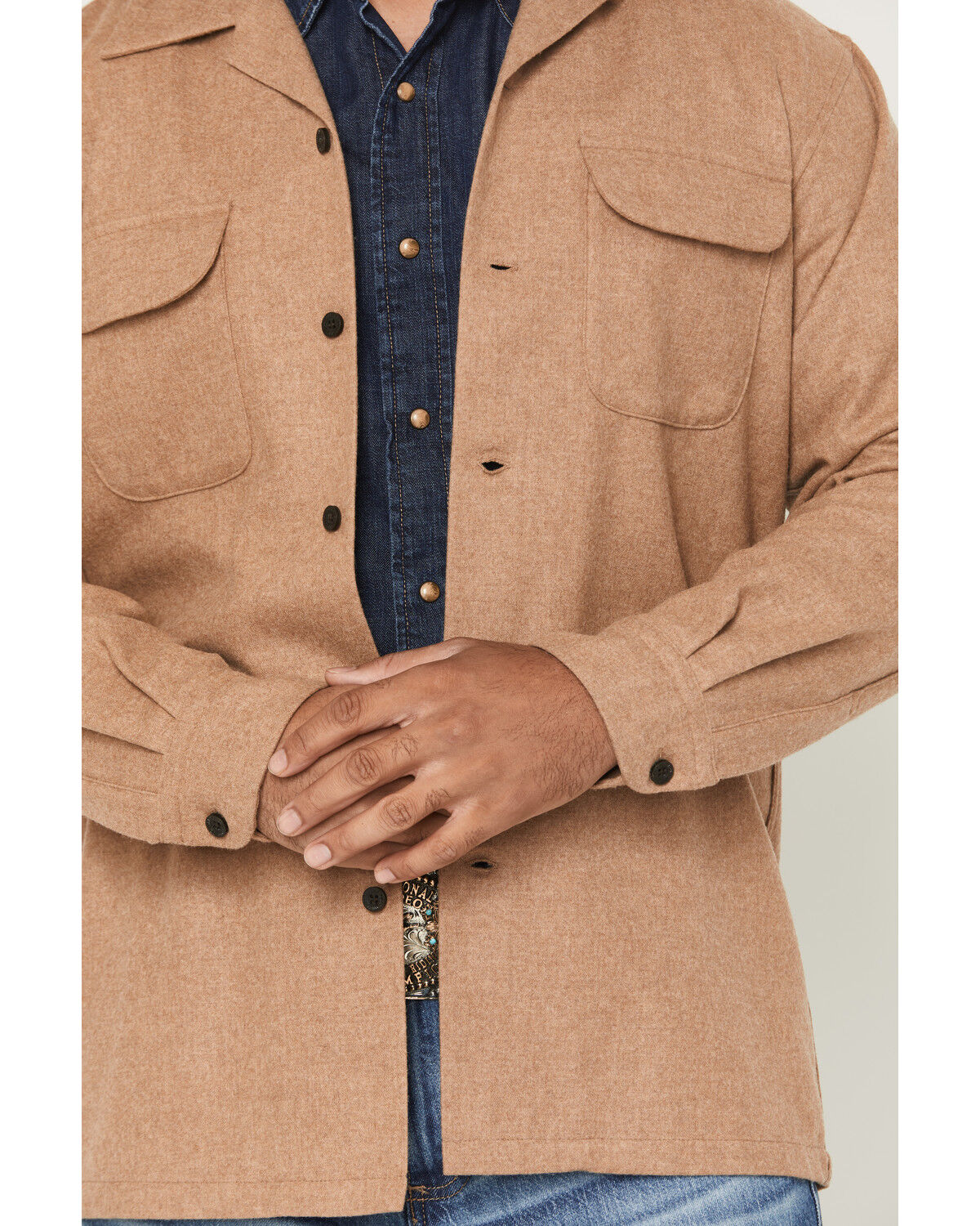 Image #3 - Pendleton Men's Original Board Solid Long Sleeve Button-Down Shirt Jacket, Tan, hi-res