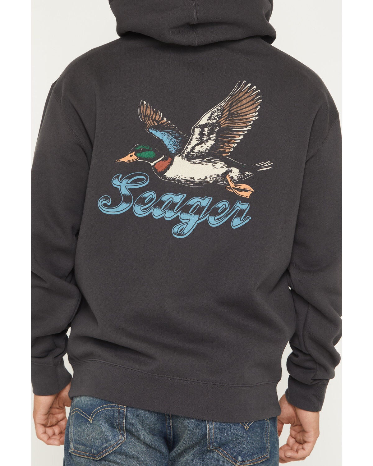 Image #3 - Seager Men's Greenhead Graphic Hooded Sweatshirt, Black, hi-res
