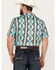 Panhandle Men's Southwestern Print Short Sleeve Western Snap Polo, Turquoise, hi-res