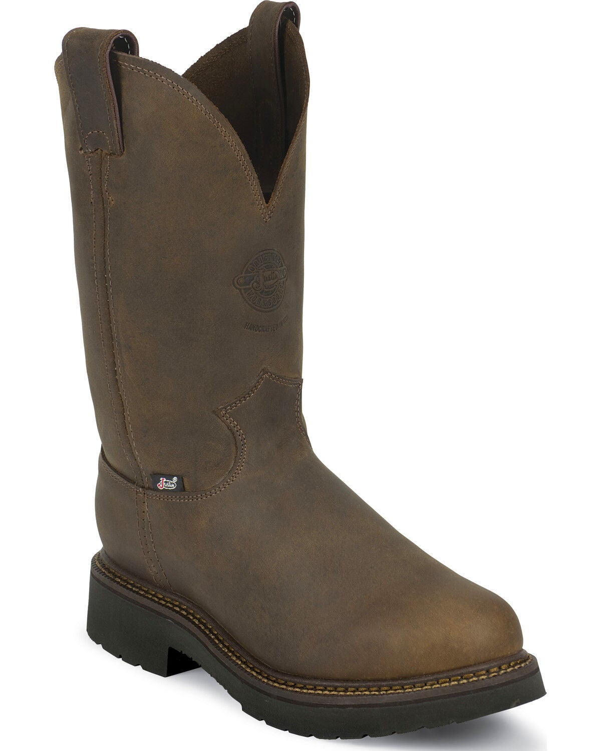 Justin Men's J-Max Balusters Electrical Hazard Pull On Work Boots - Steel Toe, Chocolate, hi-res