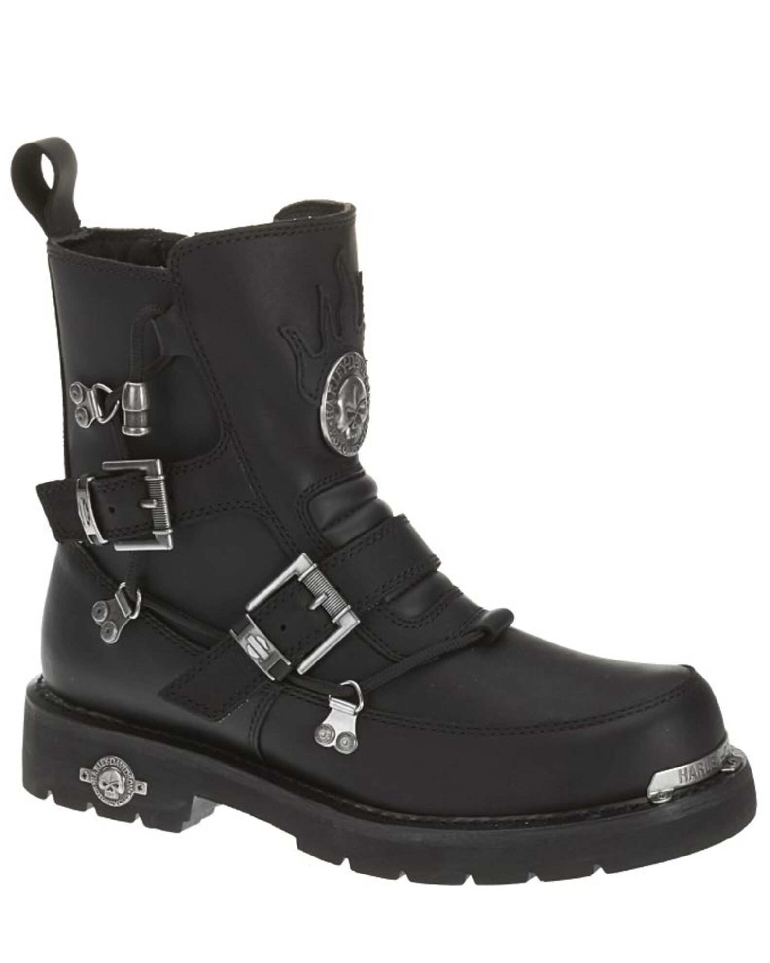 Image #1 - Harley Davidson Men's Distortion Skull Moto Boots - Round Toe, Black, hi-res