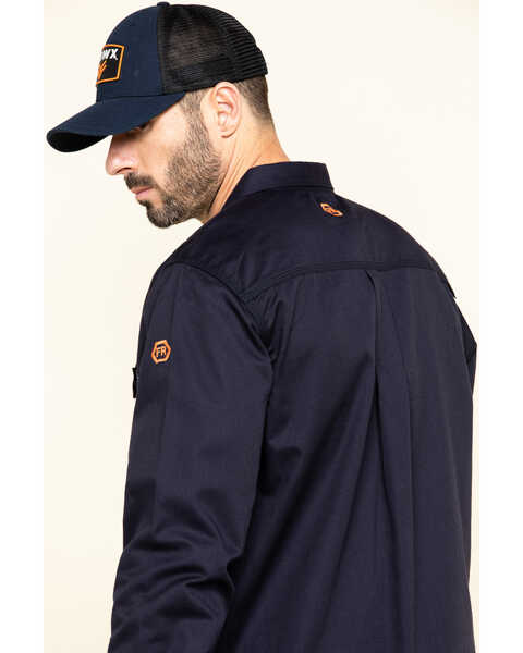Hawx Men's FR Long Sleeve Button-Down Work Shirt - Big , Navy, hi-res