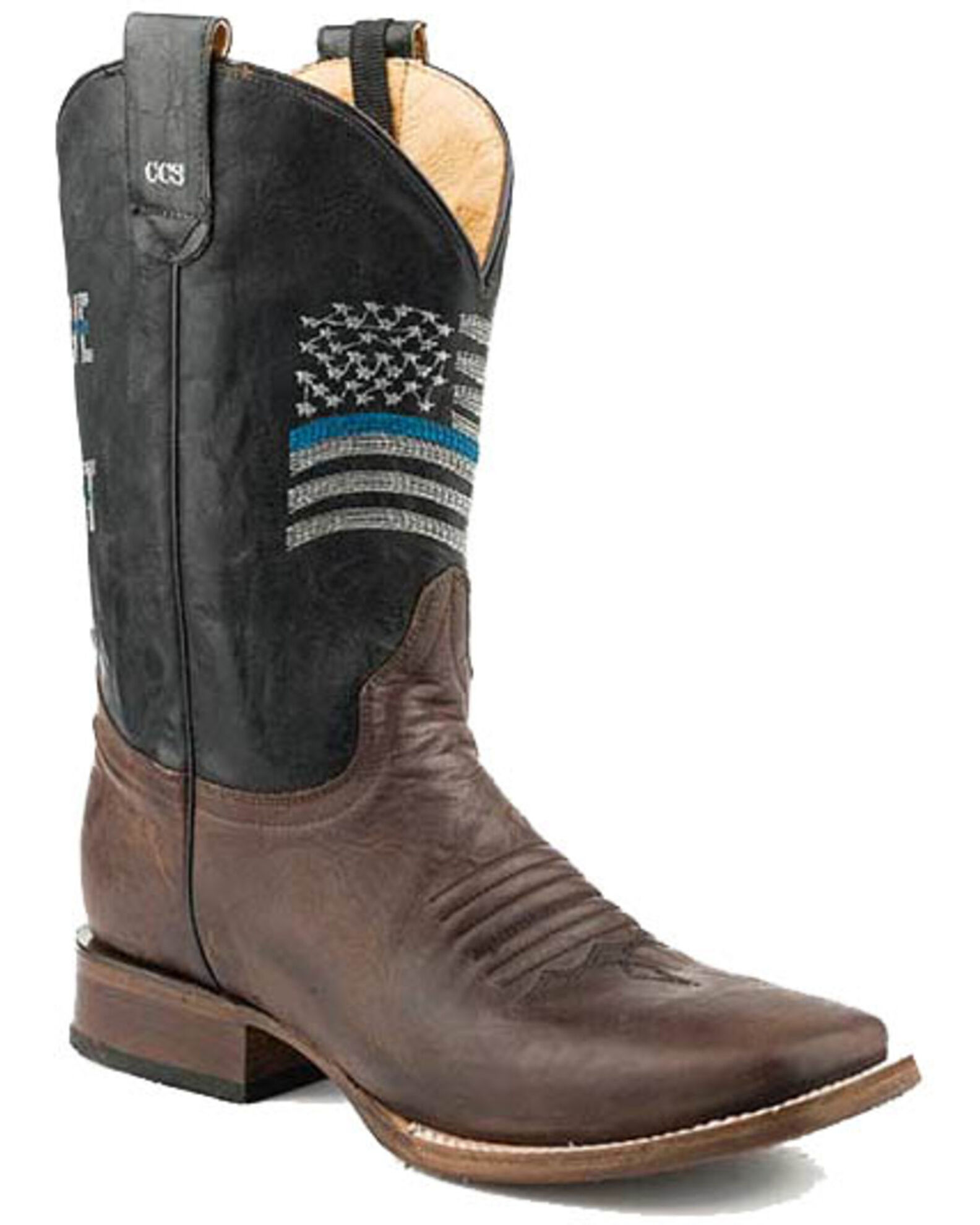 Roper Men s Thin Blue Line Western Boots Broad Square Toe Boot