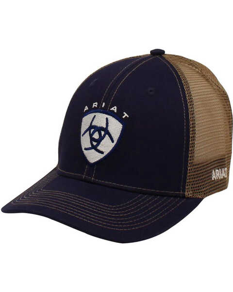 Ariat Men's Navy Center Logo Mesh-Back Ball Cap , Navy, hi-res