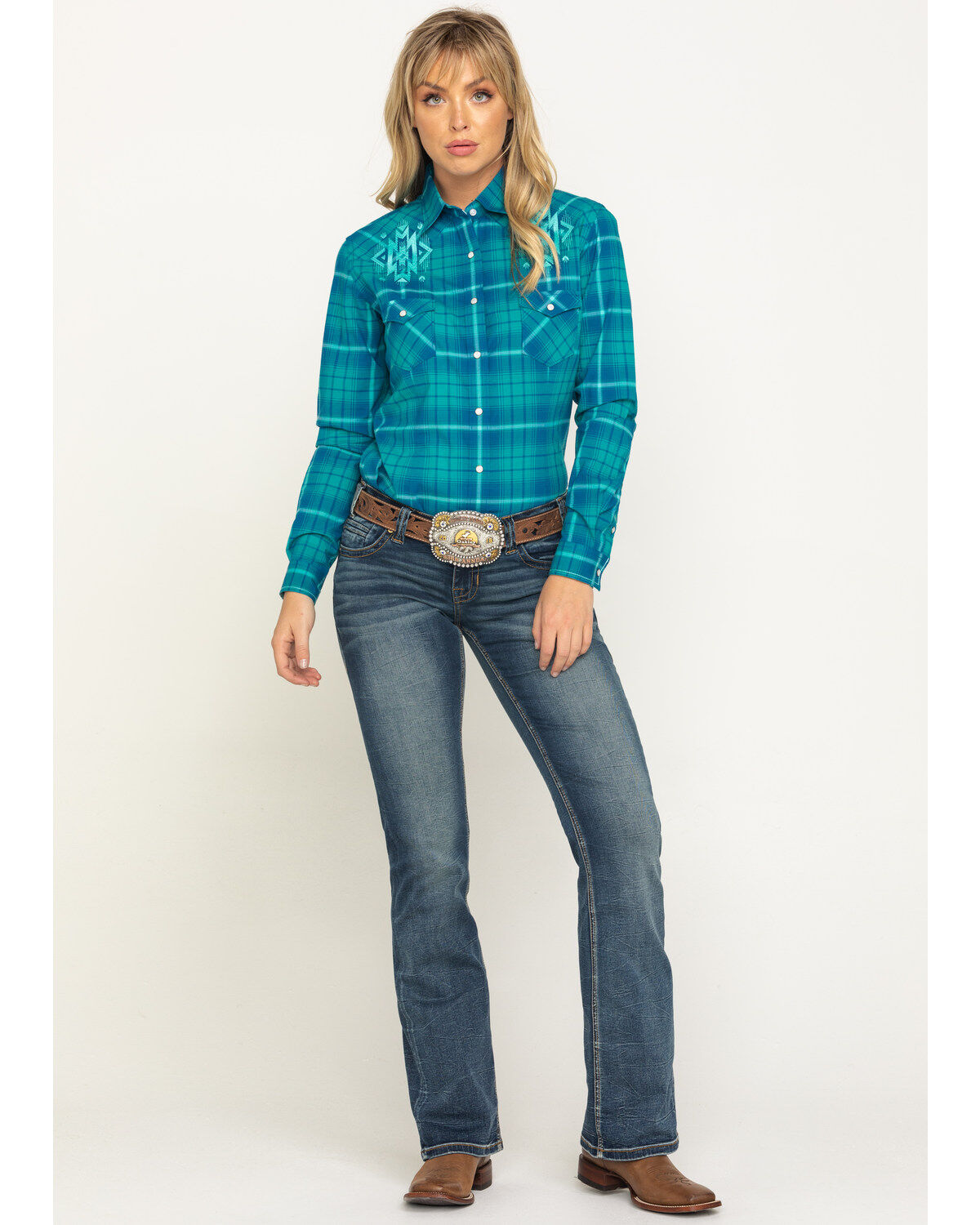 Image #6 - Rock & Roll Cowgirl Women's Vintage Dark Wash Low Rise Boot Riding Jeans, , hi-res
