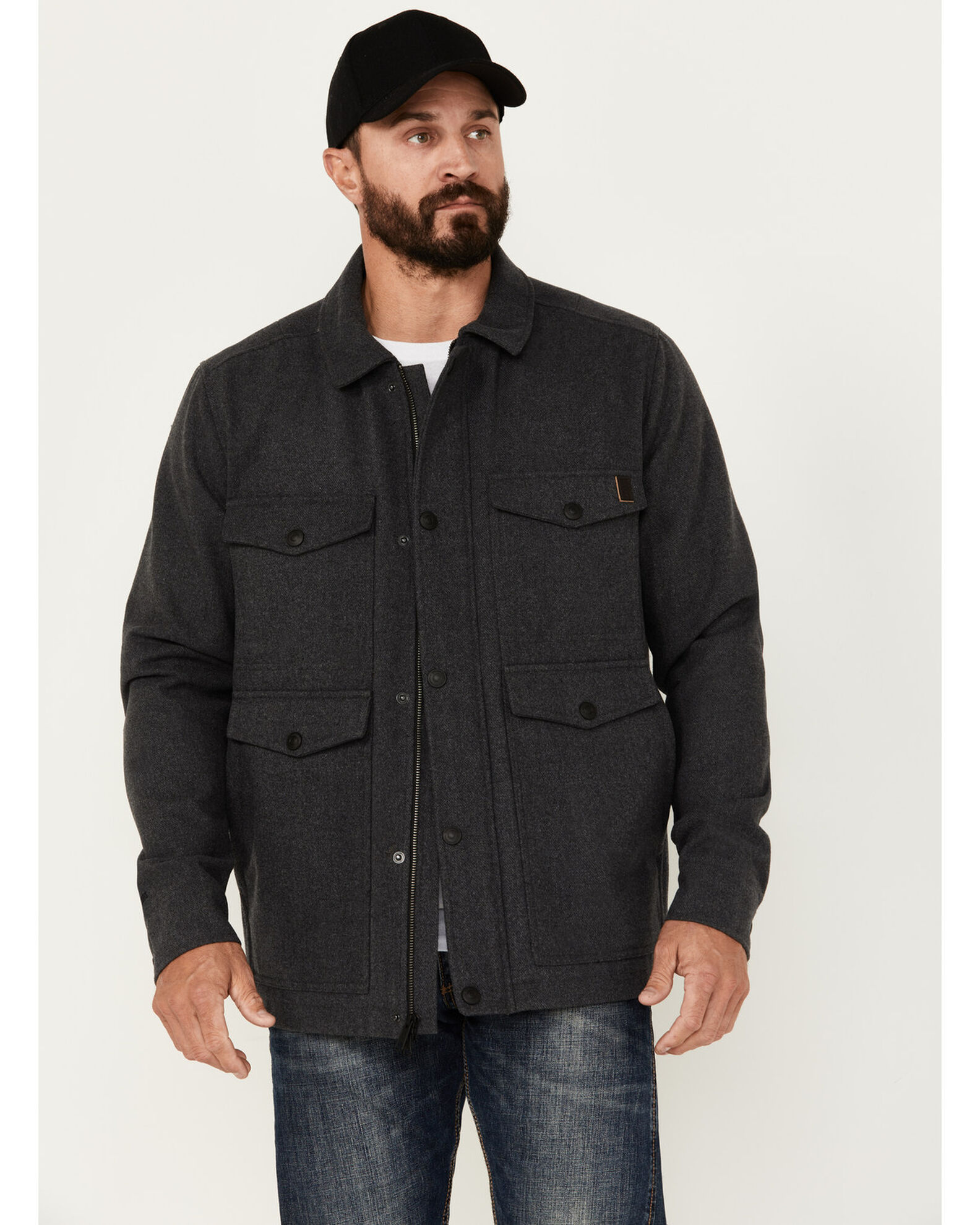 Brothers & Sons Men's Crockett Wool Flannel Lined Snap Jacket