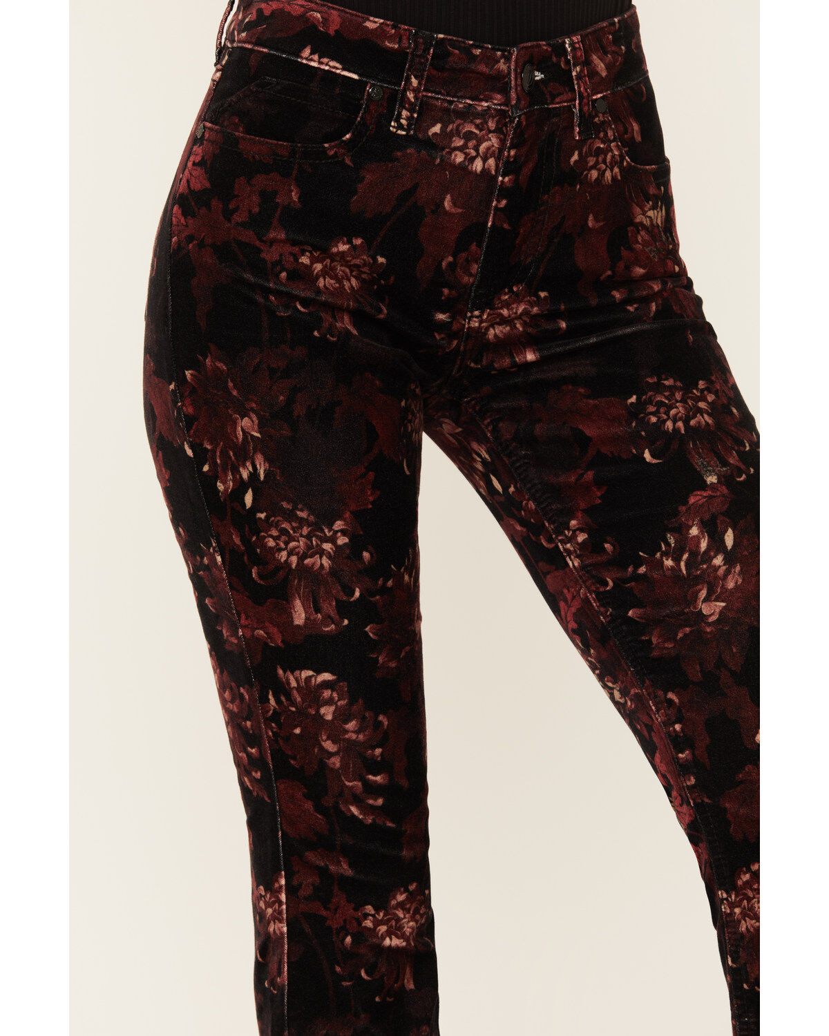 Product Name:  Shyanne Women's Printed Velveteen High Rise Stretch Flare Jeans