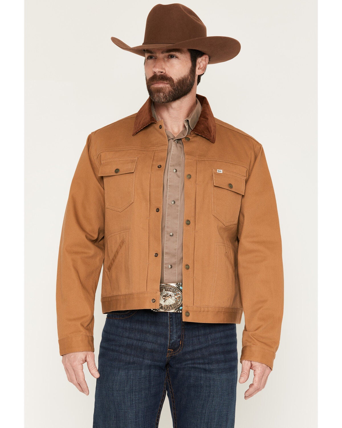 Ely Walker Men's Unlined Canvas Trucker Jacket, Tan, hi-res