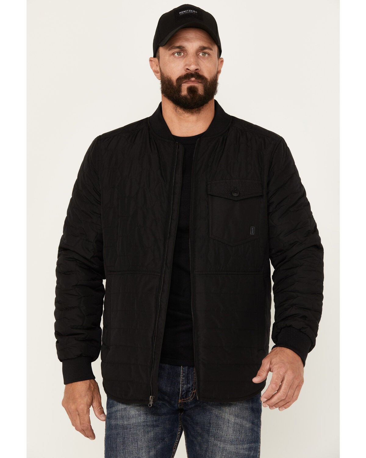 Brothers and Sons Men's Stevens Lightweight Varsity Insulated Jacket, Black, hi-res