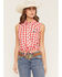 Image #1 - Shyanne Women's Dunes Gingham Tie-Front Sleeveless Pearl Snap Western Shirt, Red, hi-res