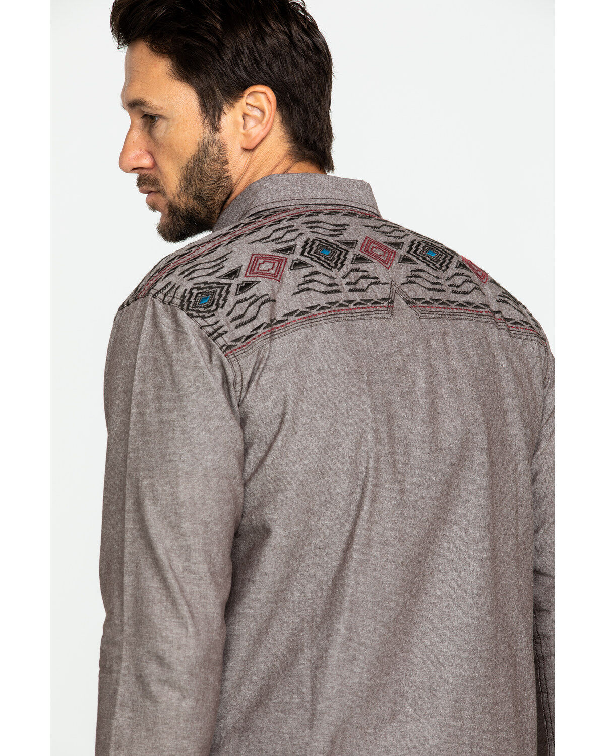 Image #5 - Moonshine Spirit Men's Peace Pipe Solid Aztec Embroidered Long Sleeve Western Shirt , , hi-res