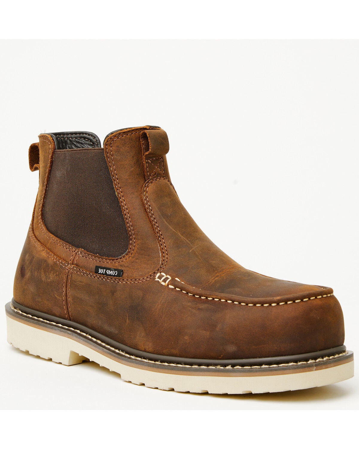 Cody James Men's Moc Chelsea Work Boots - Composite Toe, Dark Brown, hi-res