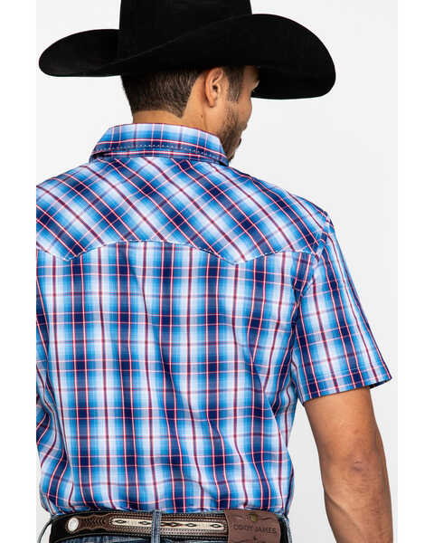 Image #2 - Wrangler Men's Black Small Plaid Fashion Snap Short Sleeve Western Shirt , , hi-res