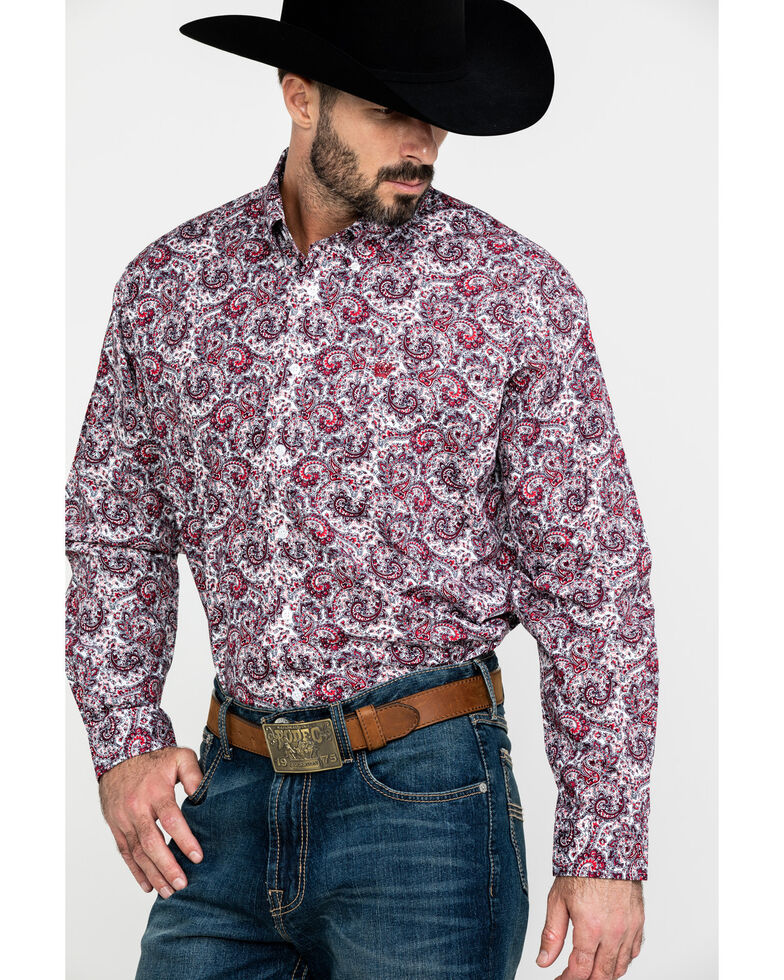 Cinch Men S White Floral Paisley Print Long Sleeve Western Shirt