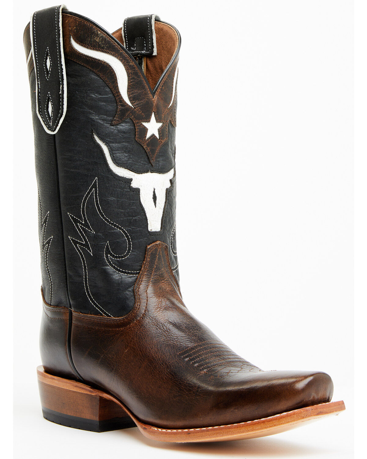 Moonshine Spirit Men's Showtime Longhorn Inlay Western Boots - Square Toe, Brown, hi-res
