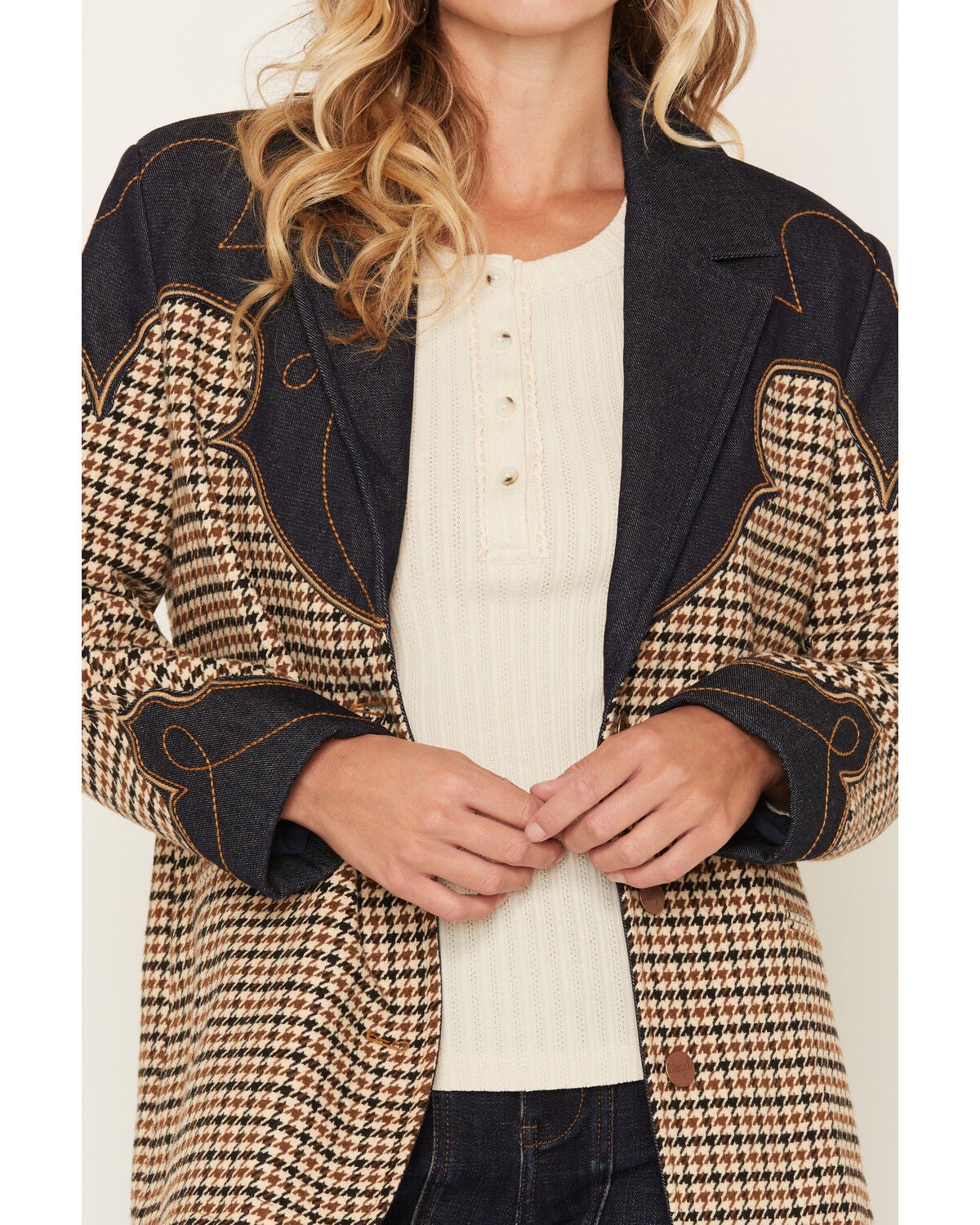 Image #3 - Wrangler Women's Houndstooth Blazer, Multi, hi-res