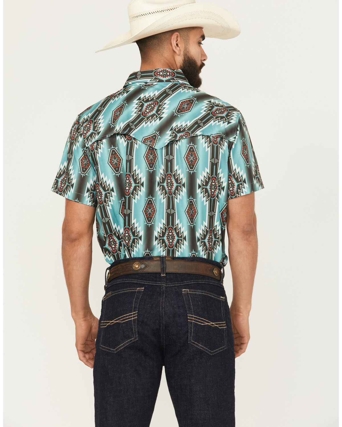 Product Name:  Rock & Roll Denim Men's Boot Barn Exclusive Tek Southwestern Short Sleeve Snap Stretch Western Shirt