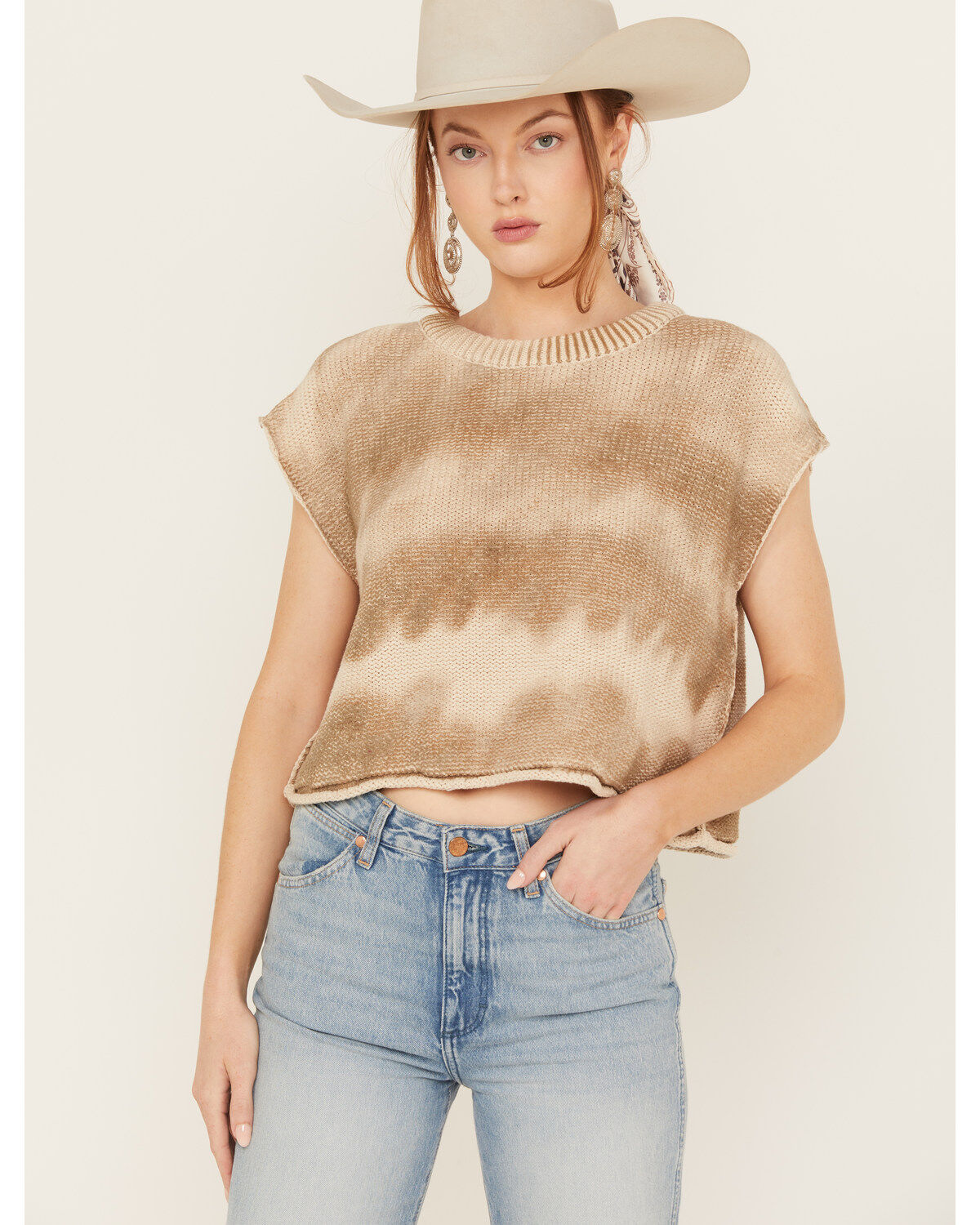 Image #1 - Free People Women's Stolen Hearts Washed Sweater, Taupe, hi-res