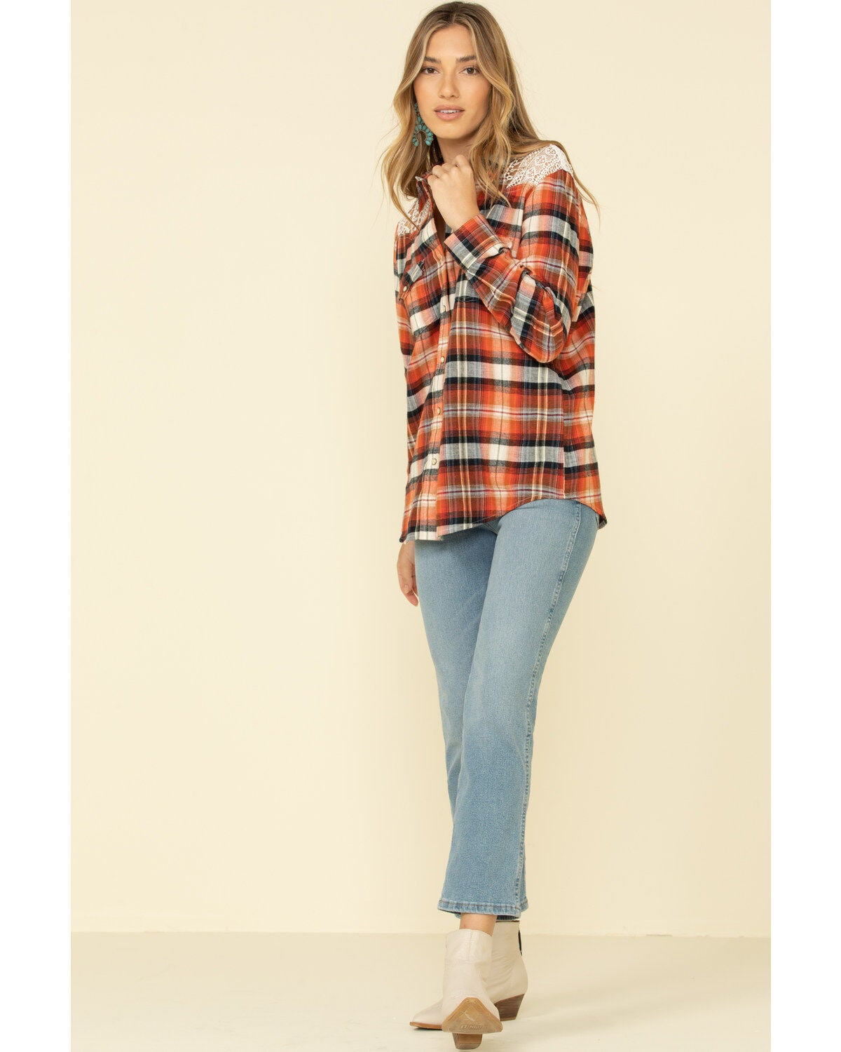 Wrangler Retro Women's Lace Yoke Plaid 