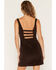Image #4 - Ashley Women's Sleeveless Strap Open Back Corduroy Mini Dress, Brown, hi-res