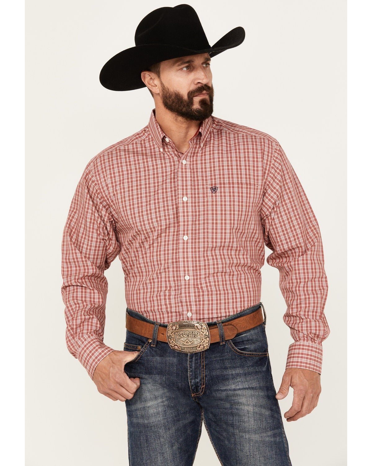 Ariat Men's Kairo Plaid Print Long Sleeve Button-Down Western Shirt, Red, hi-res
