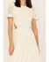 Flying Tomato Women's Just My Type Short Puff Sleeve Lace Midi Dress, Cream, hi-res