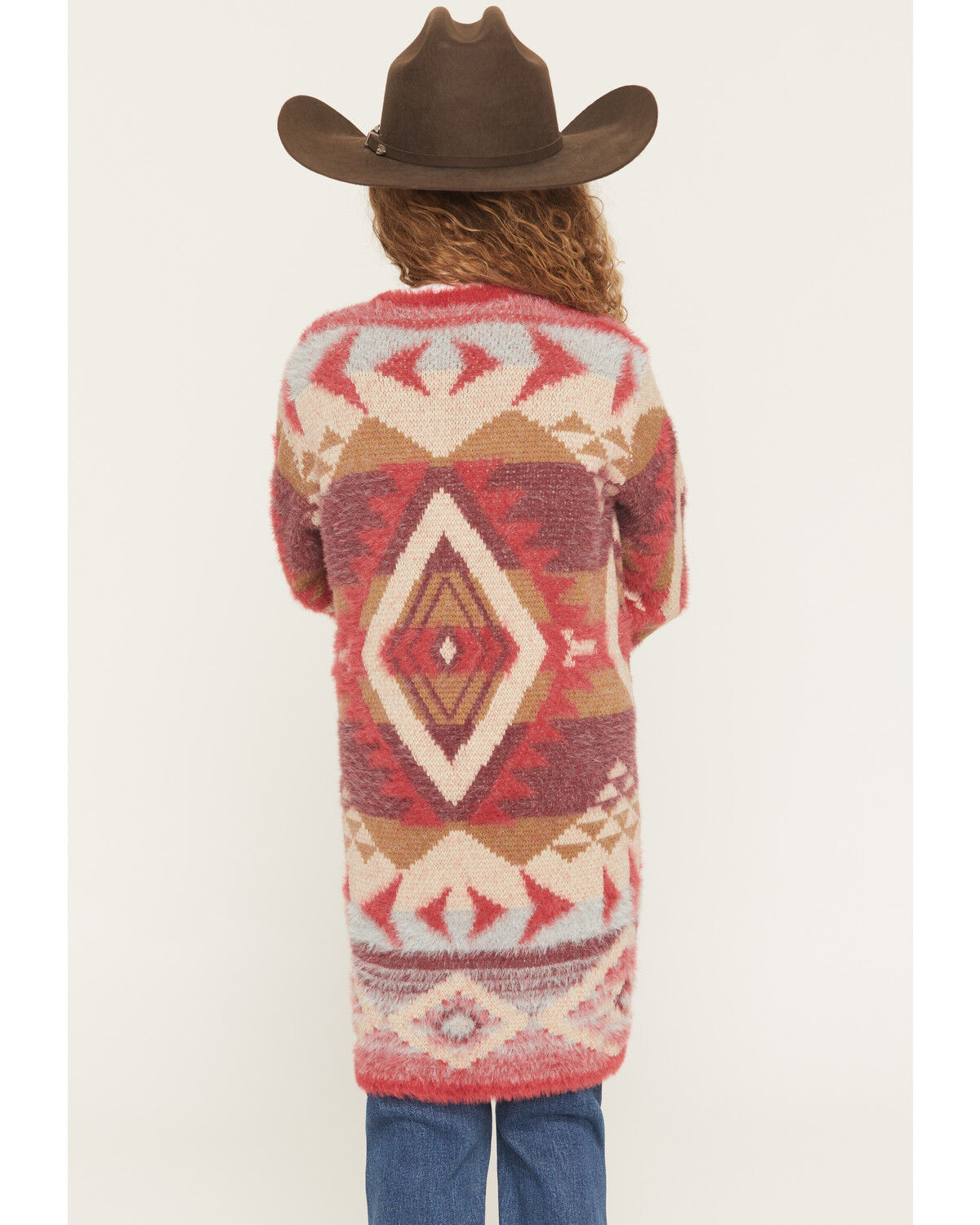 Product Name:  Shyanne Girls' Southwestern Print Eyelash Yarn Cardigan