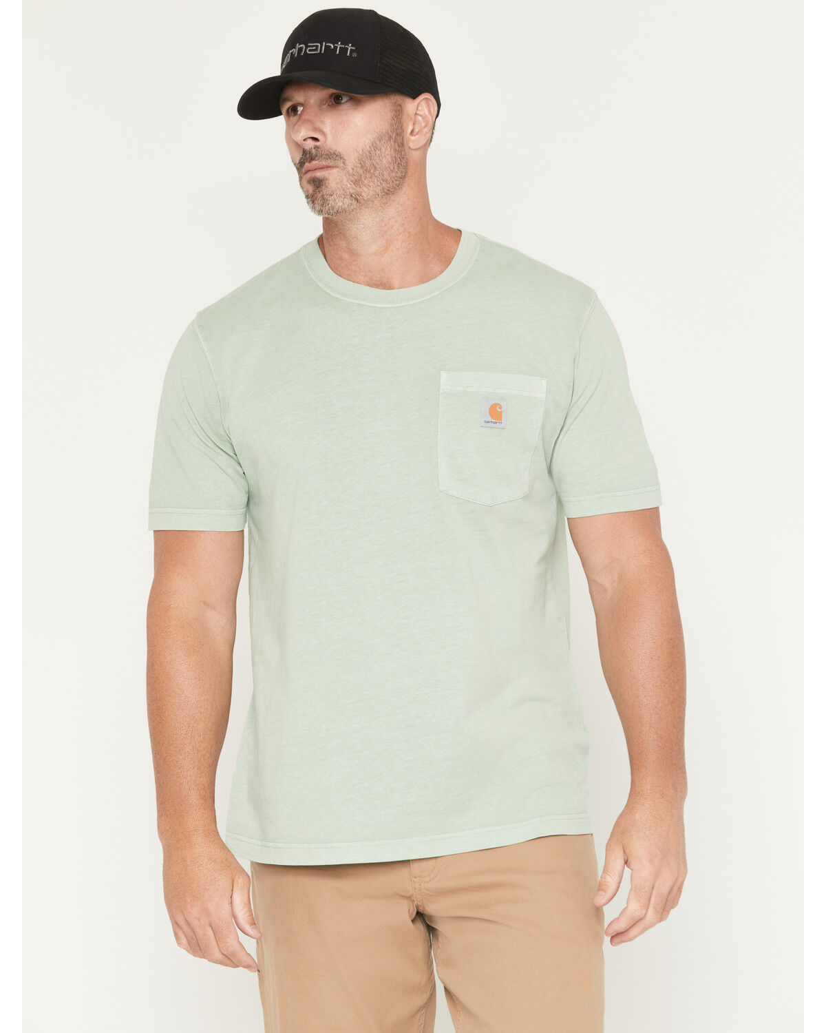 Image #1 - Carhartt Men's Relaxed Fit Lightweight Short Sleeve Pocket Work T-Shirt, Seafoam, hi-res