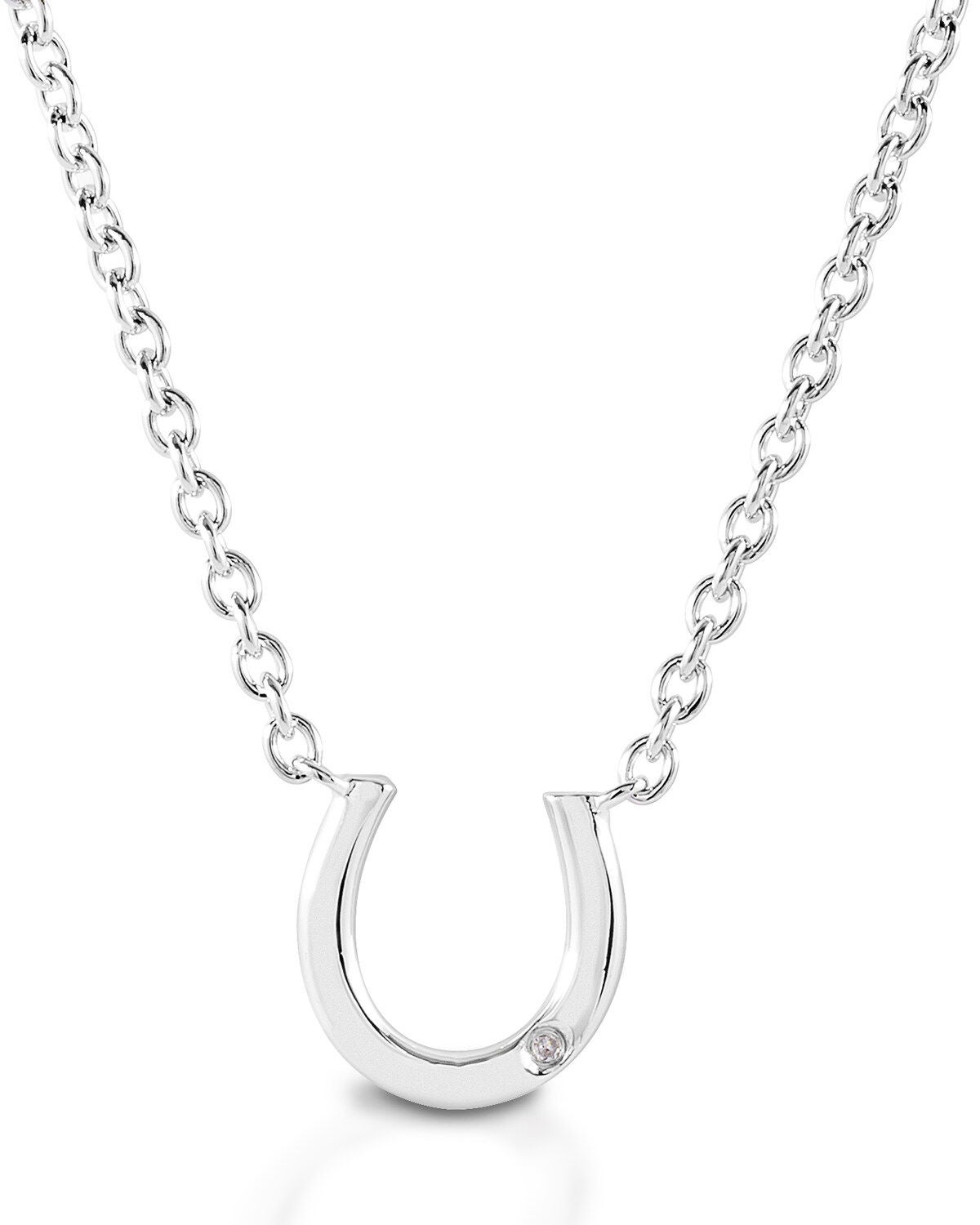 Kelly Herd Women's Single Stone Horseshoe Necklace, Silver, hi-res