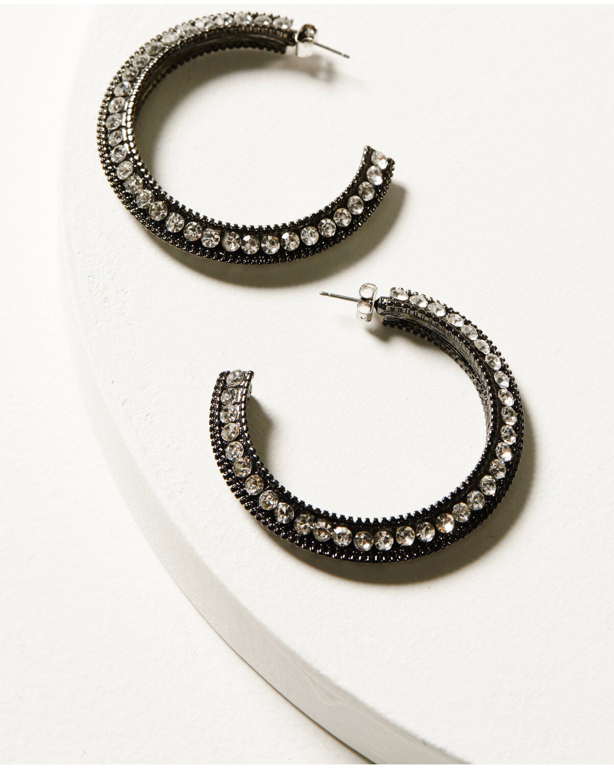 Wonderwest Women's Shimmer Hoop Earrings, Pewter, hi-res