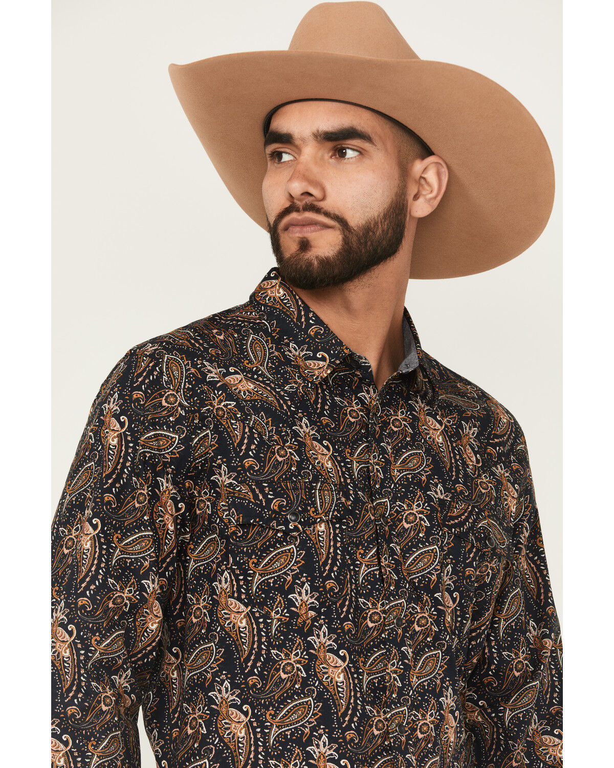 Image #2 - Cody James Men's Desert Dapper Paisley Print Long Sleeve Snap Western Shirt, Navy, hi-res