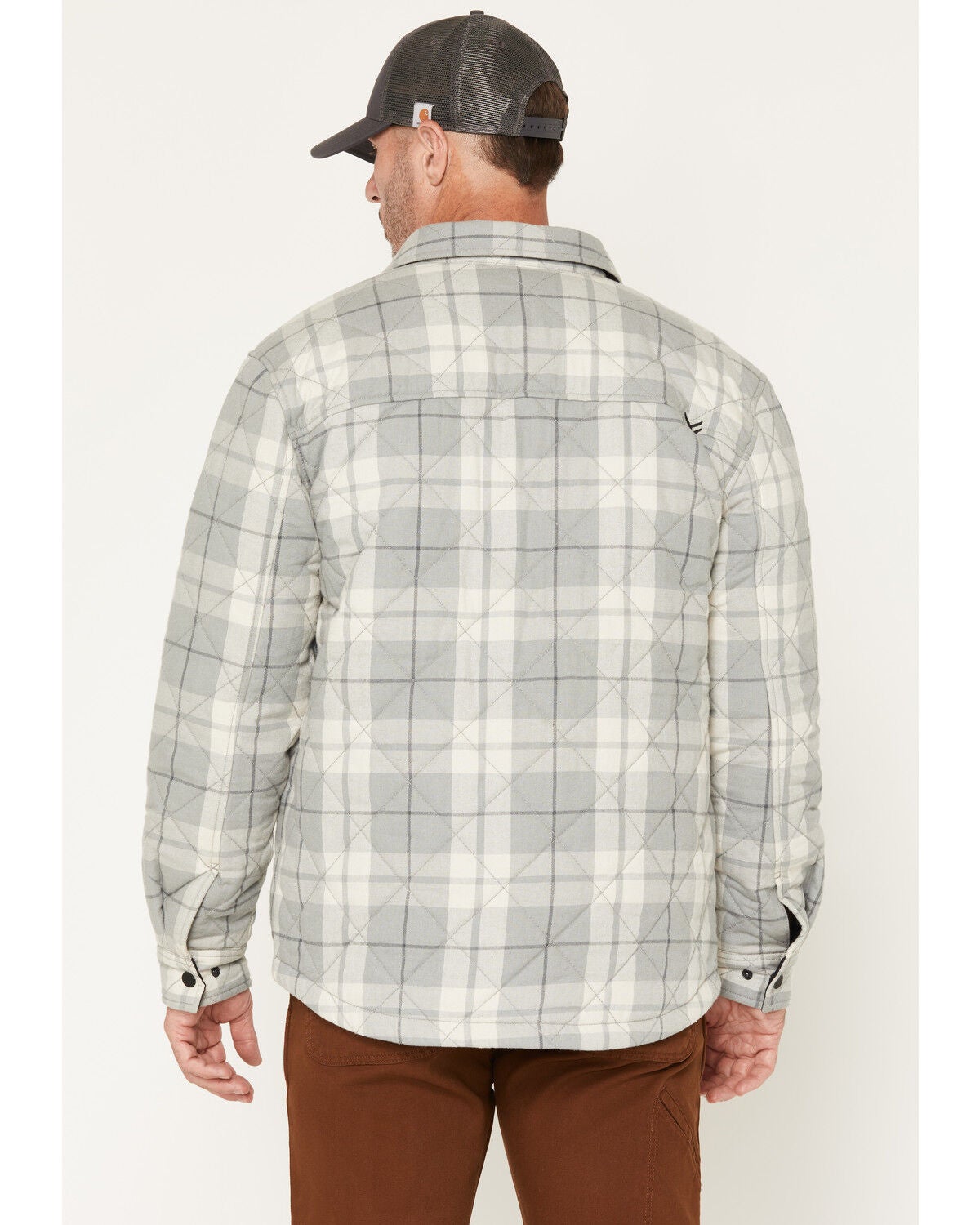 Image #4 - Hawx Men's Gravel Plaid Print Insulated Flannel Shirt Jacket, Navy, hi-res