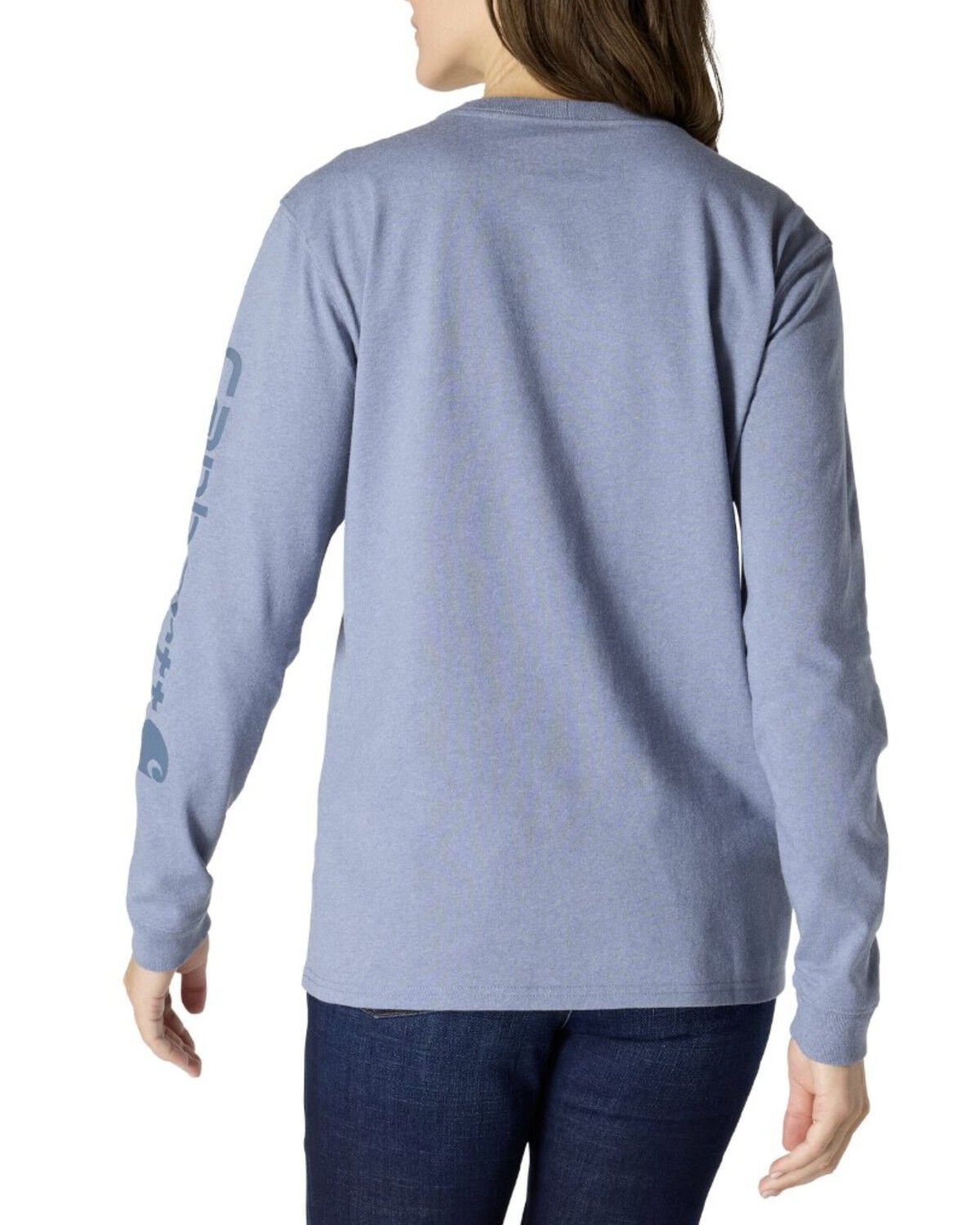 Image #2 - Carhartt Women's Loose Fit Heavyweight Long Sleeve Graphic Tee, Navy, hi-res
