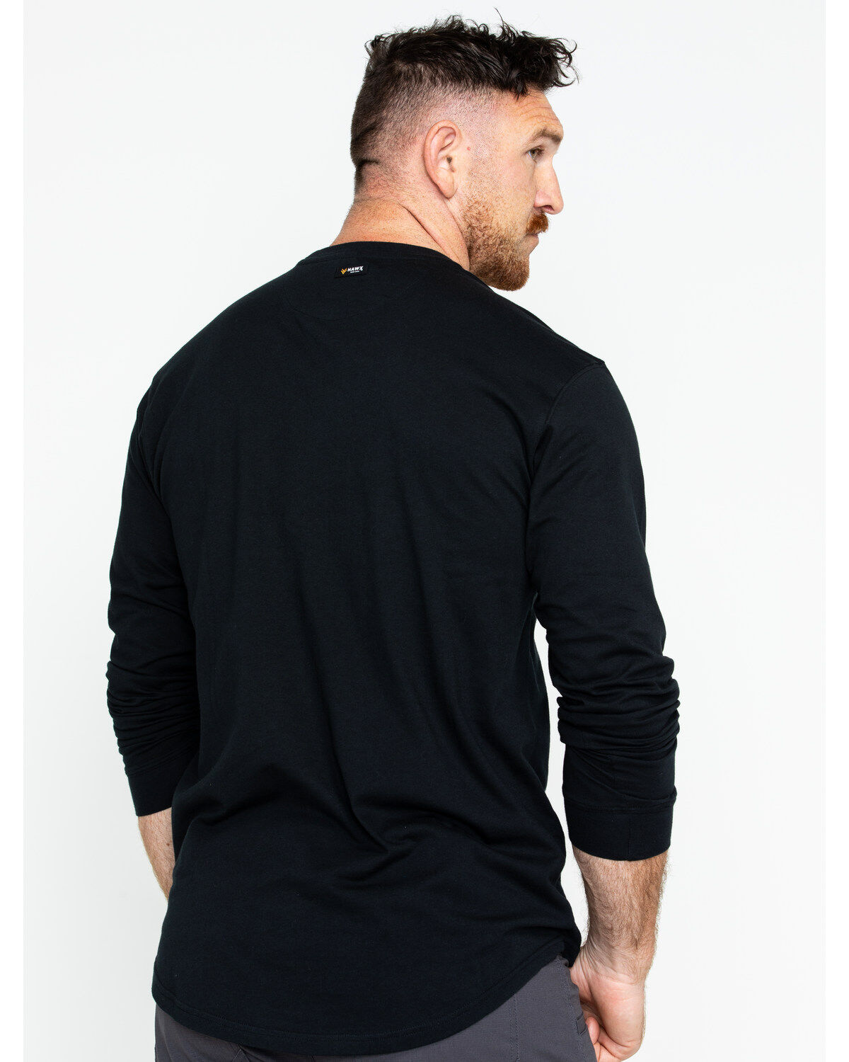 Image #2 - Hawx Men's Logo Crew Long Sleeve Work T-Shirt, Black, hi-res