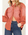 Panhandle Women's Ombre Puff Long Sleeve Snap Western Shirt, Coral, hi-res
