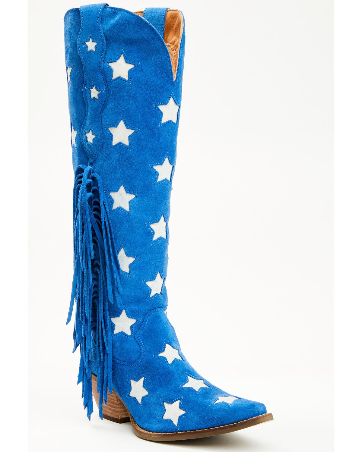 Dingo Women's Super Star Tall Suede Western Boots - Snip Toe, Blue, hi-res