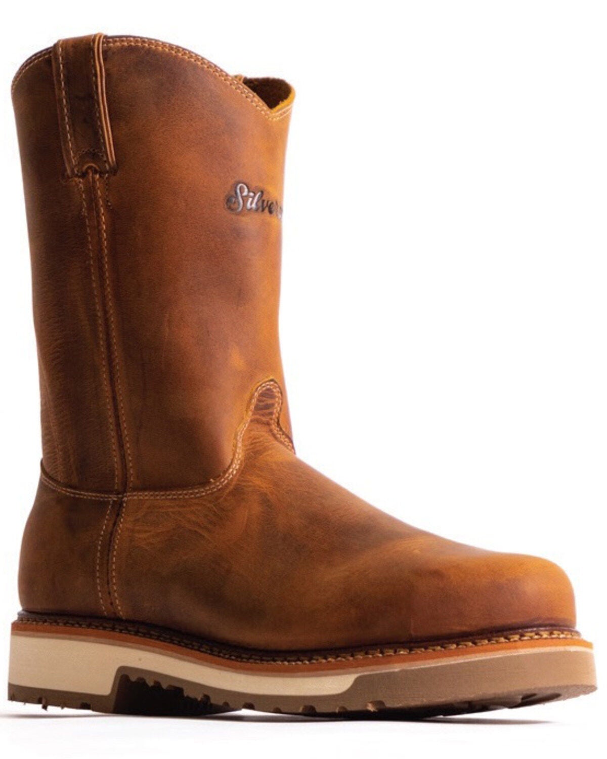 Silverado Men's Tan 10" Western Work Boots - Steel Toe, Tan, hi-res