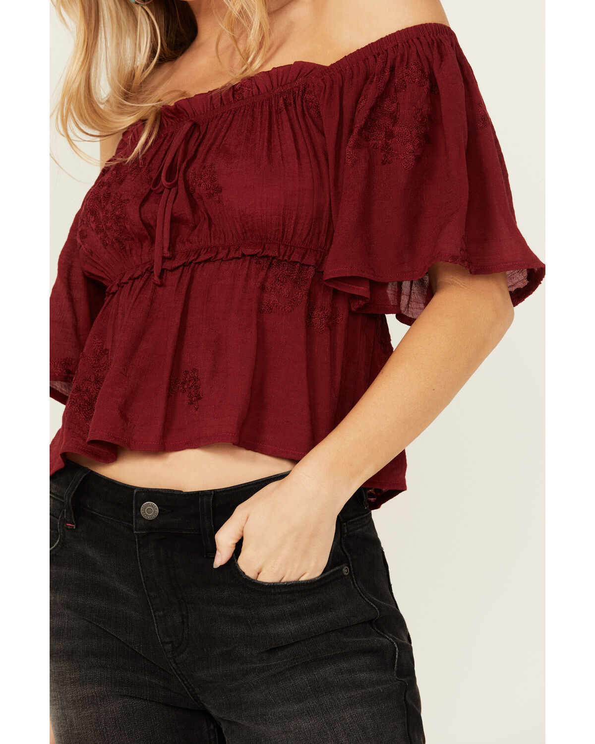 Image #3 - Wild Moss Women's Jacquard Flutter Sleeve Top, , hi-res