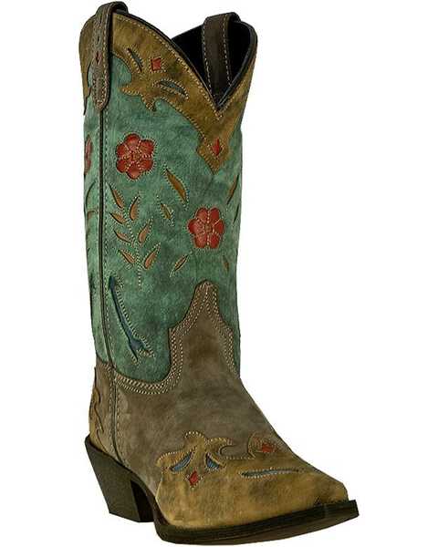 Laredo Women's Floral Western Boots, Brown, hi-res