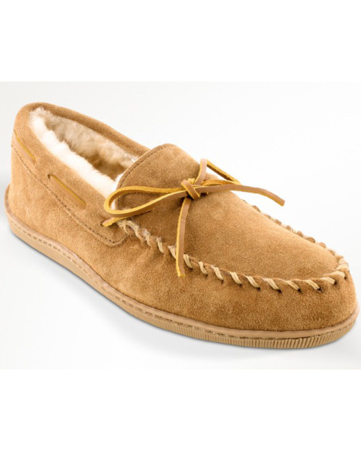 Image #1 - Minnetonka Men's Sheepskin Hardsole Moccasins, Tan, hi-res