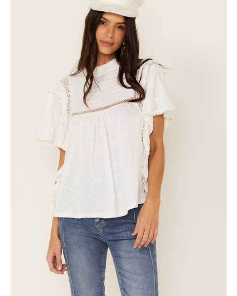 Free People Women's Le Femme Tee, White, hi-res