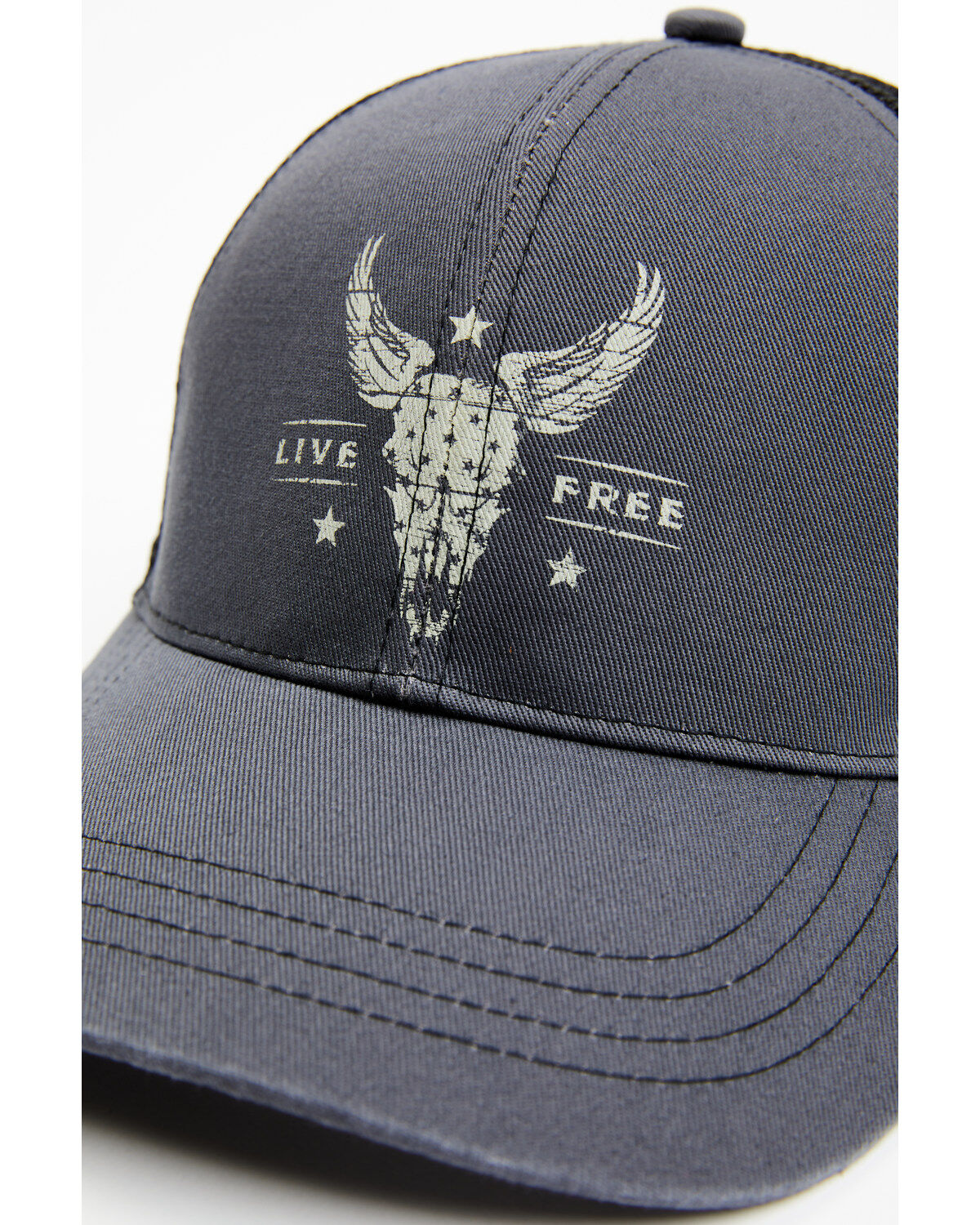 Image #2 - Cody James Men's Live Free Steer Head Ball Cap, Dark Grey, hi-res