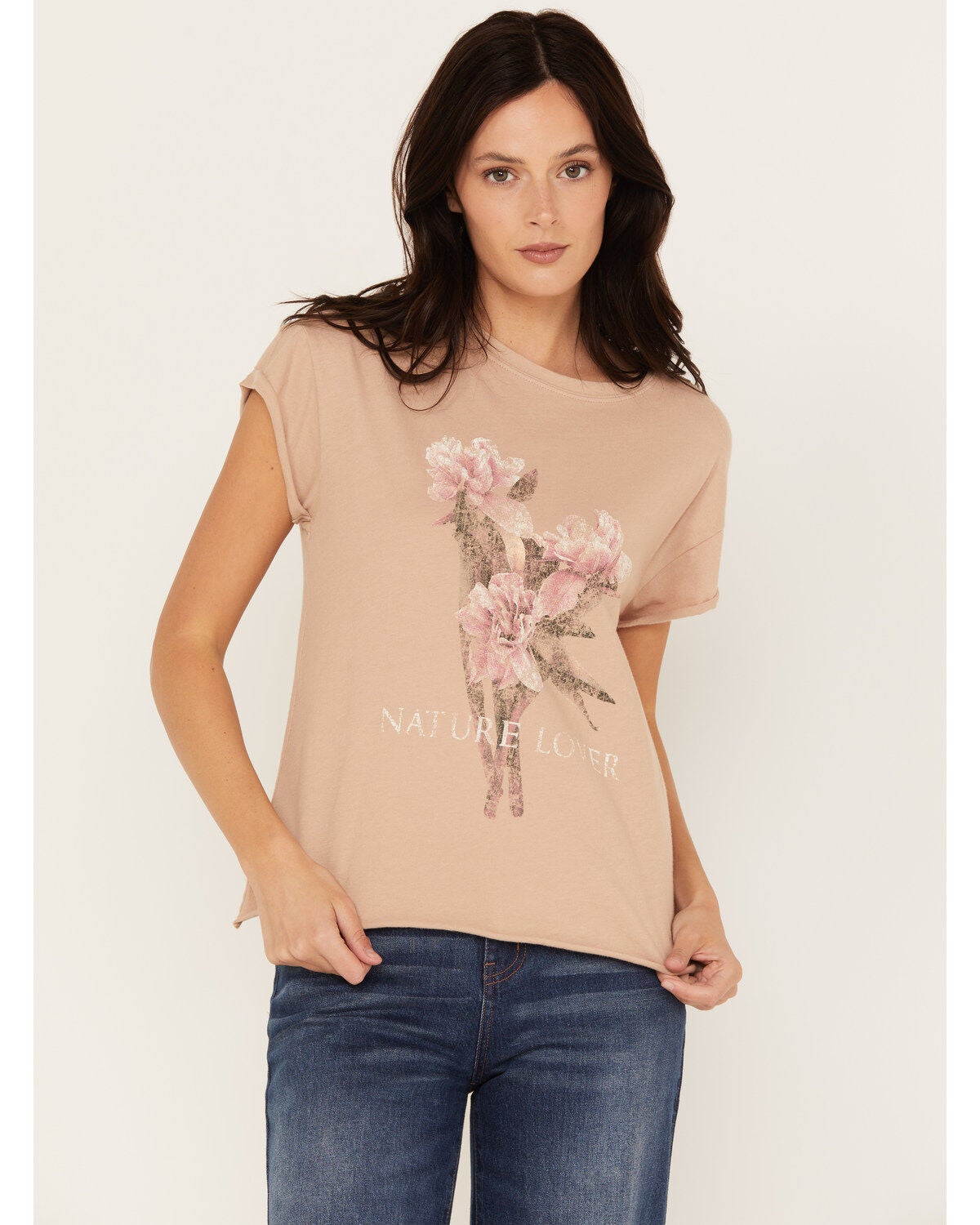 Cleo + Wolf Women's Botanical Graphic Tee, Taupe