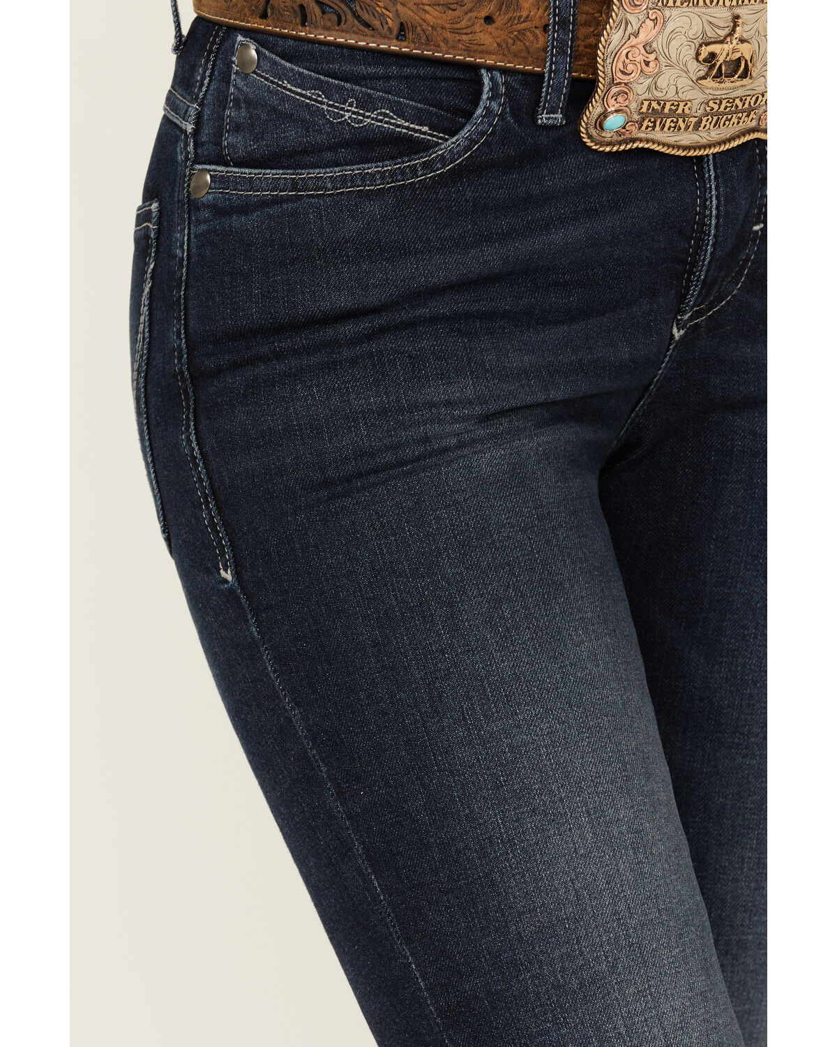 Image #2 - Wrangler Women's Willow Dark Wash Mid Rise Ultimate Riding Trouser Jeans, Dark Wash, hi-res