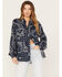 Wrangler Women's Paisley Print Button Front Blouse, Navy, hi-res