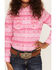 Panhandle Girls' Southwestern Print Long Sleeve Pearl Snap Shirt, Pink, hi-res